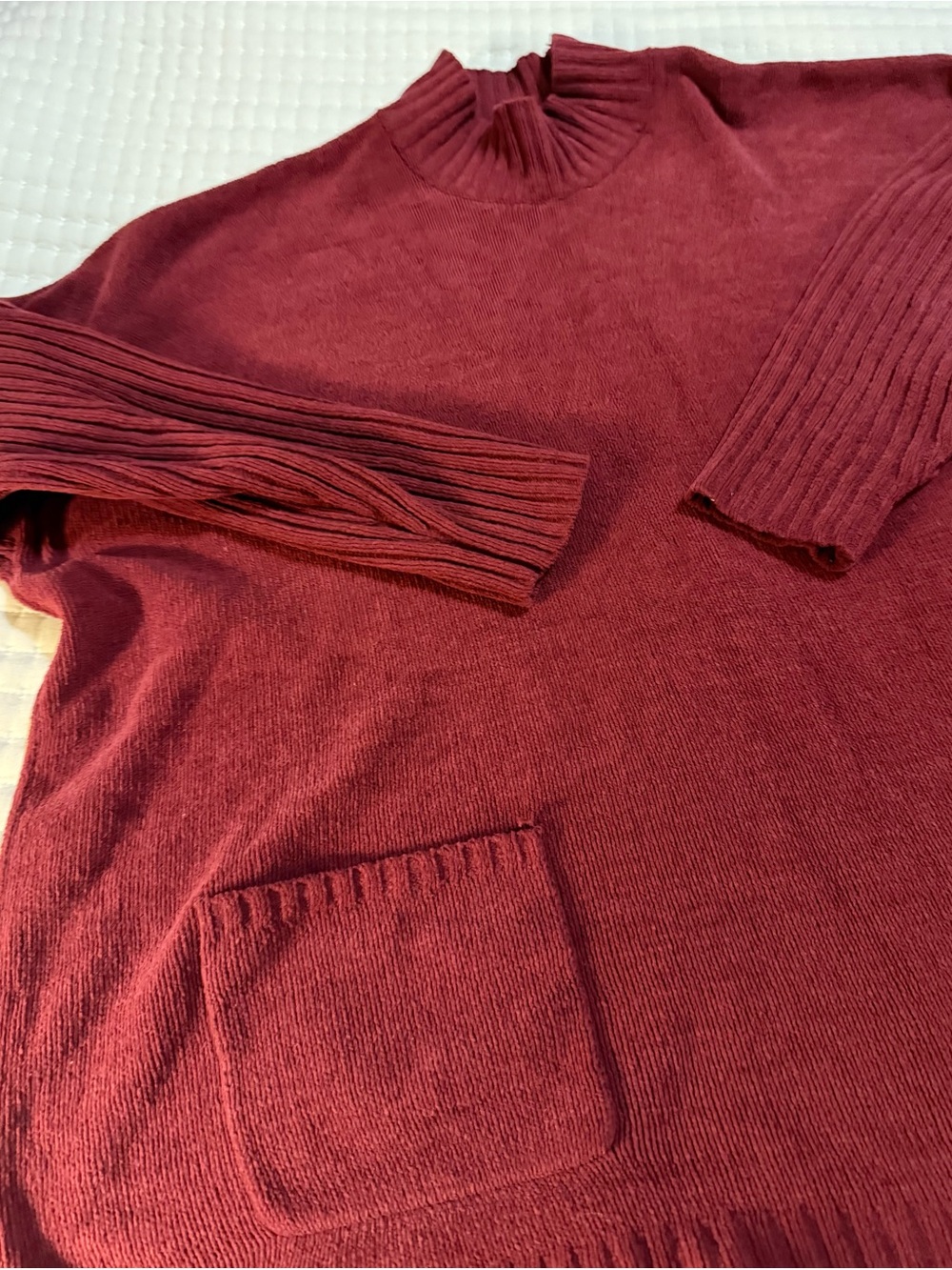 J. Jill Wine-Colored Mock Neck Pocket Sweater - Picture 4 of 5